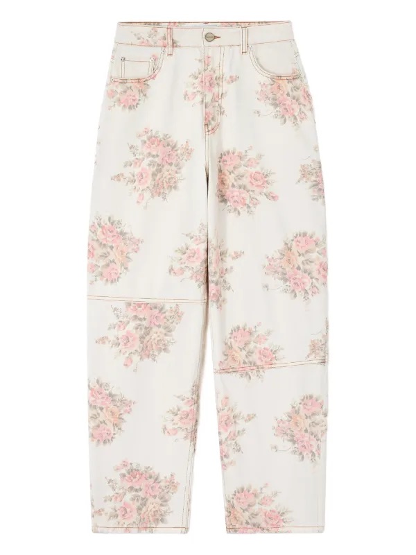 Ganni Floral-Print Panelled Jeans